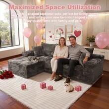 106 Inch Cloud Series Combination Sofa With Deep Seat Design, Hot Selling Living Room Boneless Sofa, Modern Modular Sofa With L-Shaped Recliner, Soft And Comfortable Series, Valentine's Day Gift For Living Room, Bedroom, Apartment, No Assembly Required - 卡其色 - 查看 2