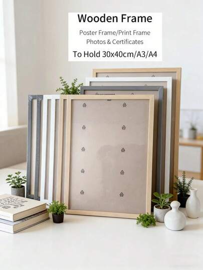 2pcs Wood Photo Frames, 30*40cm/A3, 21*29.7cm A4, Available In Black, Natural Wood, White And Brown, High-End Composite Wood Material, Suitable For Living Room, Office, Gallery Wall Decor, Large Size Art Photography Display Frame, A4 Certificate Frame, Desktop Easel Frame, Elegant Valentine's Day Gift