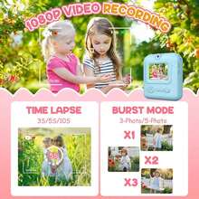 1 Set Kids Instant Print Camera, 1080P Video Recording, Comes With 3 Rolls Of Photo Paper, Children's Toy, Perfect Holiday Gift And Travel Essential For Boys And Girls, Suitable For Christmas, Birthday, Back To School - CA02 - View 7
