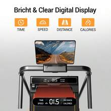 CURSOR FITNESS 3 In 1 Walking Pad Treadmill With 16% Incline, Folding Treadmill With Handle Bar, Portable Treadmills For Home Small, 300 Lbs Capacity - Black - View 5