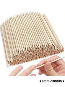 500/300/200/100支装眉蜡棒，脱毛蜡涂抹棒，木制蜡刮刀，小棒或木制工艺棒，橙木钉棒 - 米色 - 查看 30