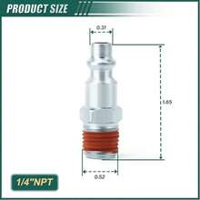 10pcs 1/4" NPT Male Industrial Air Plugs, 300PSI Pneumatic Quick Connect Air Compressor Hose Fittings - Multicolor - View 2