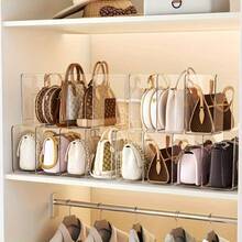 2pcs Transparent Acrylic Handbag Storage Box - Space-Saving Wardrobe Divider, Suitable For Tote Bags And Wallets, Non-Woven Fabric With Hanging Loop, Multi-Functional Organizer For Home And Retail Display - Multicolor - View 6