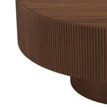 FUNIDEE Elegant Easy Assembly Round Coffee Table With 6.8" Thick Tabletop, Modern Drum End Table, Minimalist Fluted Center Table With Sturdy Base For Living Room, Home Decor, Room Decor - Walnut Colored - 查看 9