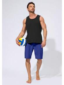 Men's Swim Trunks Quick Dry Board Shorts With Zipper Pockets Beach Shorts Bathing Suits Men - No Mesh Liner - 藍色 - 查看 2