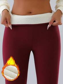 2026 Women's Fleece-Lined Thermal Yoga Leggings - Winter Warm Tights With Full-Leg Coverage, Black/Brown/Beige, Machine Washable Hiking Running Gym Pants For Cold Weather Exercise & Activities (No Dry-Clean), Leggings For Women, Yoga Pants For Women, Women Yoga Pants, Leggings For Women Stretchable, Yoga Pants Women, Womens Leggings, Gym Outfits For Women, Yoga Pants Pants For Women, Gym Clothes Women, Gym Leggings Women, Women Leggings, Butt Scrunch Leggings, - 紅色 - 查看 1