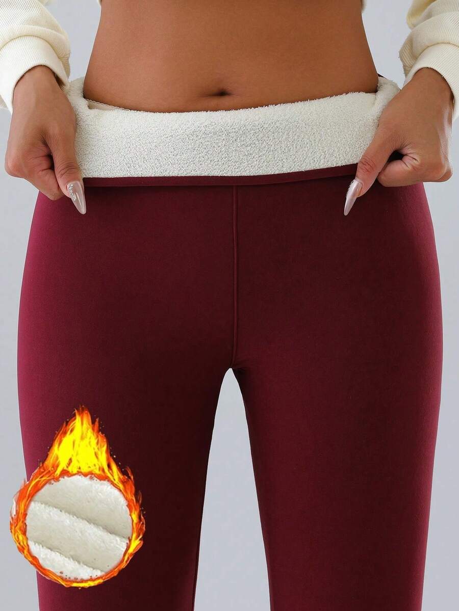 2026 Women's Fleece-Lined Thermal Yoga Leggings - Winter Warm Tights With Full-Leg Coverage, Black/Brown/Beige, Machine Washable Hiking Running Gym Pants For Cold Weather Exercise & Activities (No Dry-Clean), Leggings For Women, Yoga Pants For Women, Women Yoga Pants, Leggings For Women Stretchable, Yoga Pants Women, Womens Leggings, Gym Outfits For Women, Yoga Pants Pants For Women, Gym Clothes Women, Gym Leggings Women, Women Leggings, Butt Scrunch Leggings, - 紅色 - 查看 1