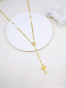 1 chiếc dây chuyền tràng hạt vàng Đức Mẹ Guadalupe, trang sức chuỗi hạt cầu nguyện Công giáo với mặt dây chuyền hình thánh giá, dây chuyền hạt sáng bóng, quà tặng tôn giáo cho nam nữ, phụ kiện đeo hàng ngày/dùng trong các sự kiện tôn giáo. - Vàng 01 - Xem 6