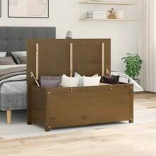 vidaXL Boîte de rangement castanho miel 110x50x45,5cm Bois massif de pin - Castanho - Ver 1