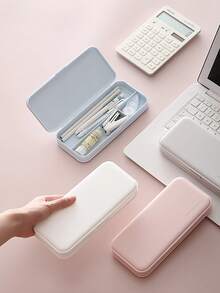 极简多功能文具套装(1个极简铅笔盒+2个面包形橡皮擦),防水防尘隔层设计,创意文具,米色胶水笔盒 - 套裝 - 查看 11