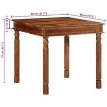 vidaXL Table à manger 80x80x77 cm bois d'acacia massif - Tabac - Voir 10