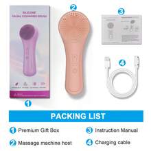Facial Cleansing Brush: Portable Waterproof Rechargeable Silicone Facial Cleansing Brush With 6 Adjustable Speeds And 2 Cleaning Modes. Suitable For Both Men And Women, This Electric Brush Provides Deep Cleansing, Removes Blackheads, And Exfoliates. - Hồng - Xem 8