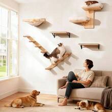 1pc Wall-Mounted Cat Climbing Ladder, 4-Tier Solid Wood Cat Wall Furniture, Sturdy & Durable Pine Wood Material For Playing, Climbing And Scratching, Comes With Tools For Easy Assembly, Max Load 12kg (26lb) - 40x22cm - View 2