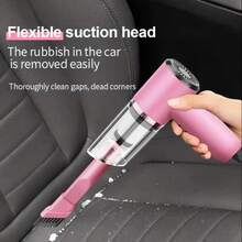 1 Pink 12V Powerful Handheld Car Vacuum Cleaner - Compact Wired Design, Easily Remove Dust And Pet Hair, With Accessory Kit Included, Without Battery, Car Accessories, Complimentary Multi-Purpose Car Brush, Pink Cute Girl, Halloween Gift - Pink Vacuum Cleaner - View 5