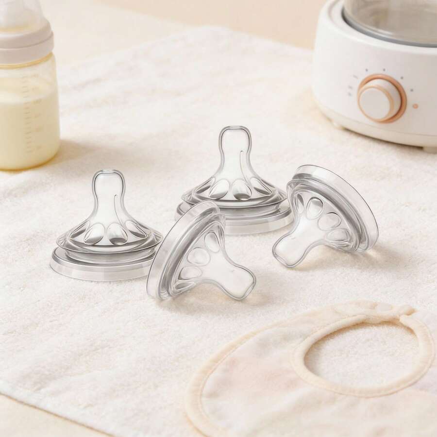 1入/2入/4入/xl 18個月以上自然嬰兒奶瓶奶嘴,5.5公分寬口徑,自然反應奶瓶替換件,快流速度的奶嘴,適用於自然系列寬口玻璃瓶、自然系列寬口ppsu瓶、自然系列寬口pp瓶 - 無色 - 查看 1