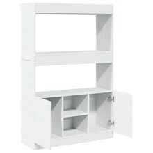 vidaXL Buffet haut blanc 92x33x140 cm bois d'ingénierie - Blanc - Voir 8