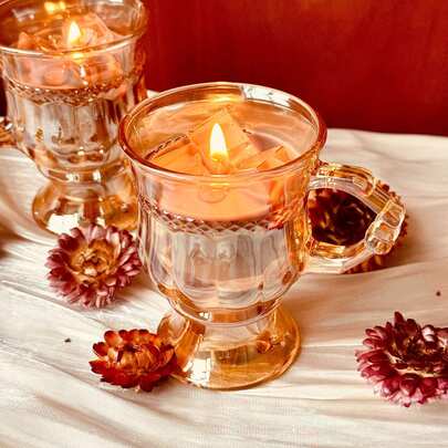 1pc/Box, New High Goblet Aromatic Latte Coffee Scented Candle, Creates A Warm And Romantic Ambiance. Suitable For Valentine's Day, Thanksgiving, Anniversary, Easter, Social Occasions, Commercial Spaces, Family Gatherings, Graduation Season, And Various Romantic Settings.