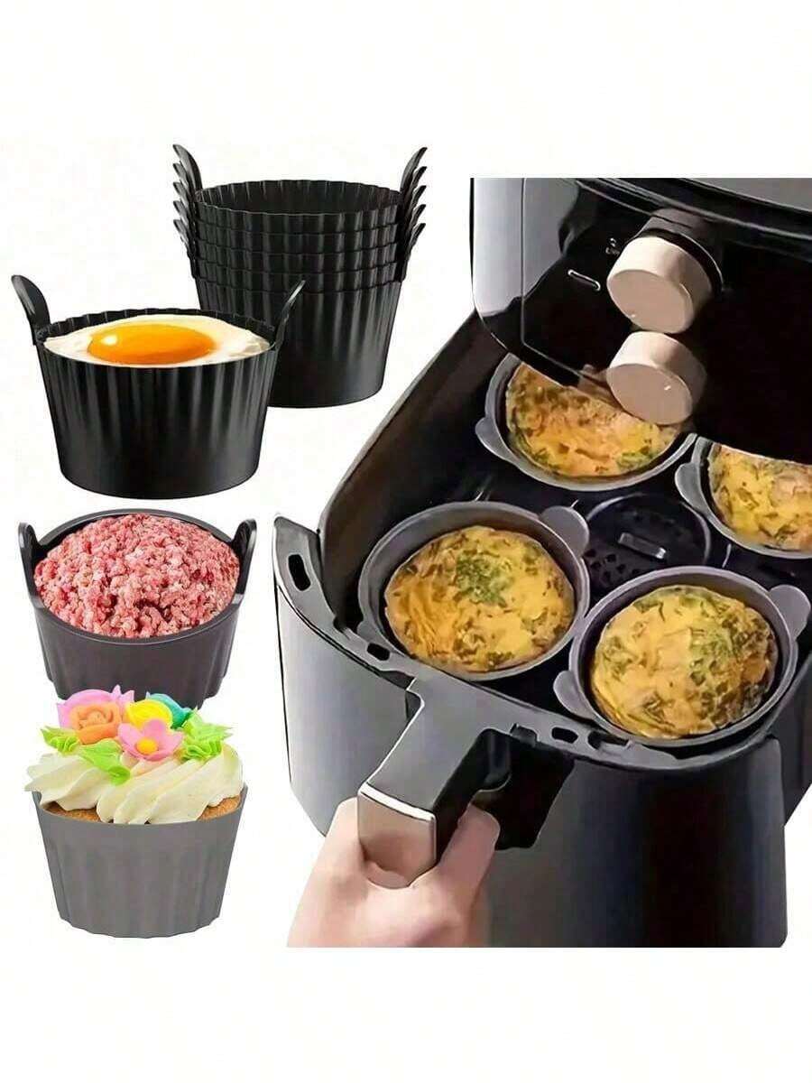 1/2/4pcs New Thickened Handle Cake Mold, Suitable For Home Kitchen Air Fryer, Frying Pan, Baking Mold, Applicable For Air Fryer Baking - Multicolor - View 1