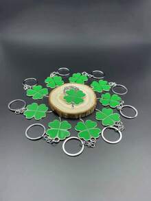 15pcs Lucky Four-Leaf Clover Keychain Gift Set - Includes 5 Lucky Four-Leaf Clover Keychains, 5 Green Organza Bags, And 5 Kraft Paper Thank You Cards. Ideal Souvenir For St. Patrick's Day, Also Suitable For St. Patrick's Day Celebrations, Irish Themed Events, Beer Festivals, And Team Appreciation Parties. - Multicolor - View 6