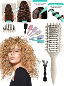 全新卷发造型梳，专为女性设计，打造卷发造型，减少拉扯和卷发分离，呈现清晰的卷曲纹理。糖果刷造型，多功能：梳子、后梳、造型梳、卷发梳、边缘梳、发梳、梳理头发、梳子套装、梳理头发、卷发梳、解结梳、女士梳、护发、旅行、美发产品、美发工具、美发配件、美发师、美发师配件、沙龙、美发设备