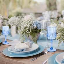 AGH 12/24/48 Pack 7oz Plastic Wine Drinking Glasses, Blue Plastic Vintage Champagne Vintage Wine Glasses, Unbreakable Goblets For Parties Wedding, Party, Red Wine Glass, Bars, Restaurants - Màu xanh nhạt - Xem 3