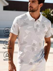 男士短袖轻薄速干T恤，休闲通勤Polo衫 - 白色 - 查看 1