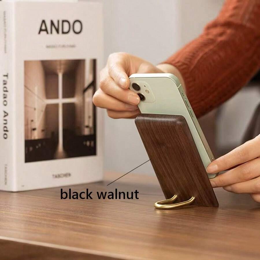 1pc Wooden Desktop Phone Lazy Stand Creative Black Walnut Simple Universal Tablet IPad Support Stand Light Luxury Ornament Phone Stand ﻿ - Multicolor - View 1