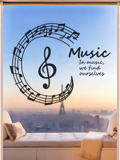1pc Creative Music Note Window Sticker With Elegant Musical Elements, Suitable For Glass Windows, Great For Daily Decoration And Art Display. Ideal For Music Lovers, Interior Designers And Creative Decorators, Also A Thoughtful Gift For Family, Friends And Art Enthusiasts.