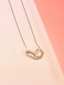 1 Pc Geometric Minimalist Necklace Versatile Gold Plated Zirconia Women Jewelry Daily Travel Wedding Engagement Matching Valentine's Day New Year Gift For Wife Girlfriend Lover - Necklace - View 3