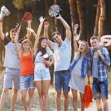 1个6/8/10英寸手持铃鼓，单排铃铛伴奏奥尔夫打击乐器，适用于KTV、派对气氛营造、节日礼物（不含鼓槌），铃鼓，鼓槌，鼓槌 - 彩色 - 查看 4