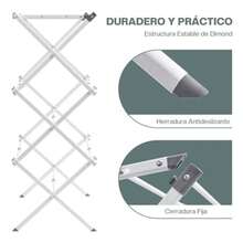 Tucorresi Tendedero Plegable para Ropa: Tendedero Plegable retractil Pared de Acero Inoxidable Soporte Tendedero Ahorra Espacio para Interiores y Exteriores Expandible de 3 Niveles 104x37x76 cm - blanco - Ver 4