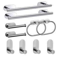 1 pieza/4 piezas/Portarrollos de papel higiénico de acero inoxidable montado en la pared, dispensador de toallas de papel para baño, sin perforación, portarrollos autoadhesivo, portarrollos de toallas de papel absorbente, portarrollos de papel higiénico, portarrollos de papel higiénico sin perforación, portarrollos autoadhesivo, portarrollos de toallas de papel absorbente, negro, plateado, dorado, accesorios de baño, sin perforación, montado en la pared, estante de almacenamiento de papel higiénico, accesorios de herrajes de baño, decoración de baño - Multicolor - Ver 2