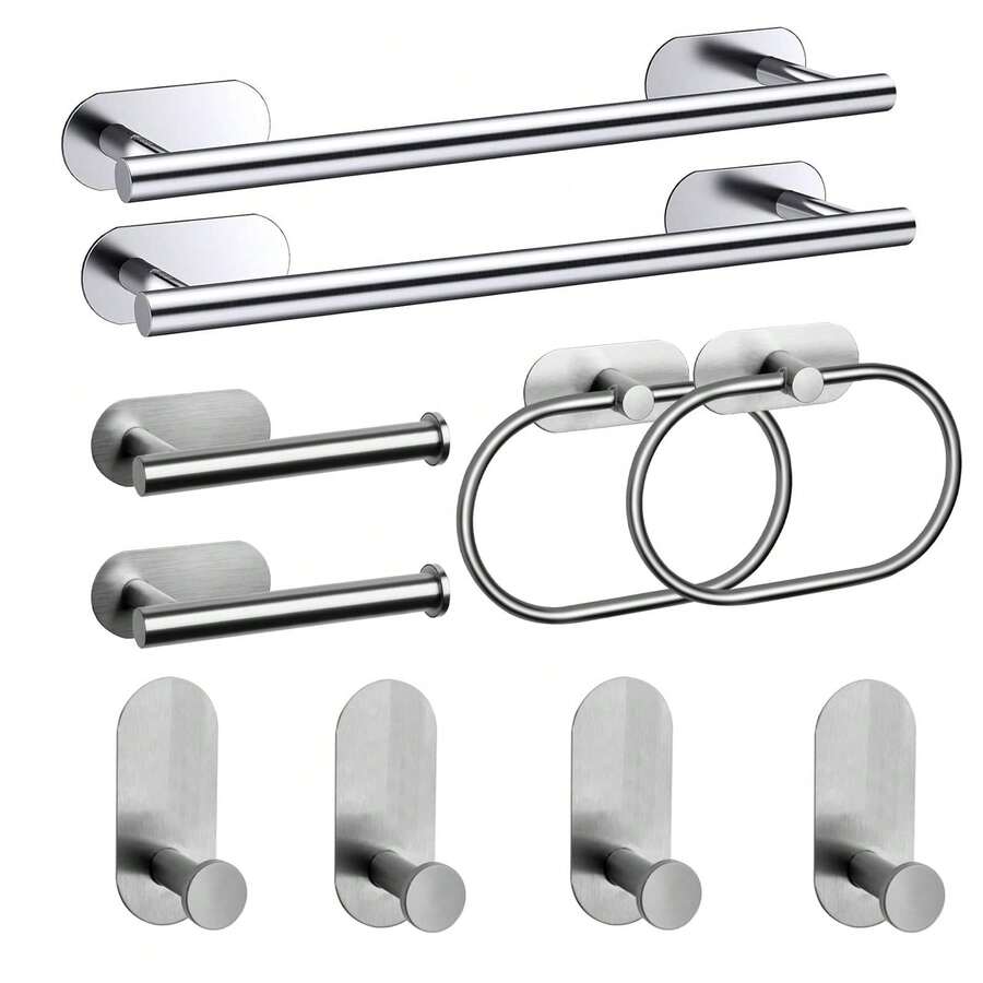 1 pieza/4 piezas/Portarrollos de papel higiénico de acero inoxidable montado en la pared, dispensador de toallas de papel para baño, sin perforación, portarrollos autoadhesivo, portarrollos de toallas de papel absorbente, portarrollos de papel higiénico, portarrollos de papel higiénico sin perforación, portarrollos autoadhesivo, portarrollos de toallas de papel absorbente, negro, plateado, dorado, accesorios de baño, sin perforación, montado en la pared, estante de almacenamiento de papel higiénico, accesorios de herrajes de baño, decoración de baño