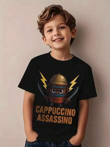 Kid's Graphic Tee Tralalero Tralala Joke Shark Italian Tumor Meme Graphic Tee - Round Neck Short Sleeve, Vibrant Digital Print, Comfortable Casual Style For Kids And Adults, Suitable For Summer Daily Wear And Travel, Machine Washable Family Matching Tshirts Girls Clothes Tween Girl Clothes Girls Outfits Girls Clothing Teen Girls Clothes Quick Ship Tops For Women Men New Year Outfit Gift For New Year - BLACK24 - Xem 1