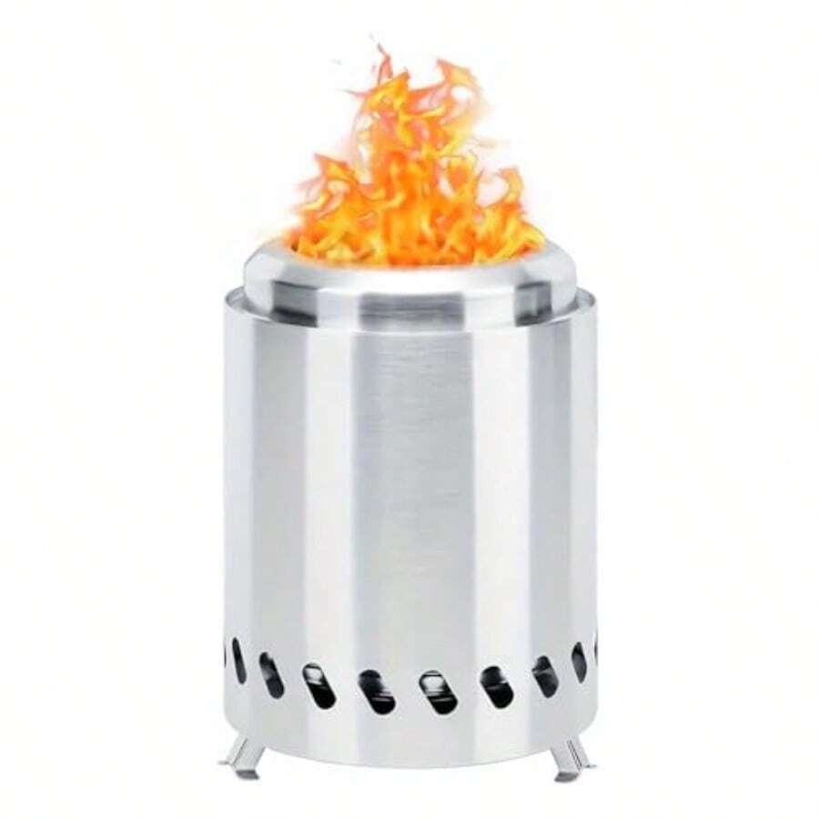 Smokeless Tabletop Fire Pit Stainless Steel Mini Firepit For Patio Camping Bonfire And Backyard Portable Outdoor Wood Or Pellet Fueled Fire Pit Stove Low Smoke Design 5.9 X 7.8 In - Sliver - View 1