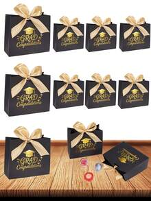 Black Graduation Cap With Gold Ribbon