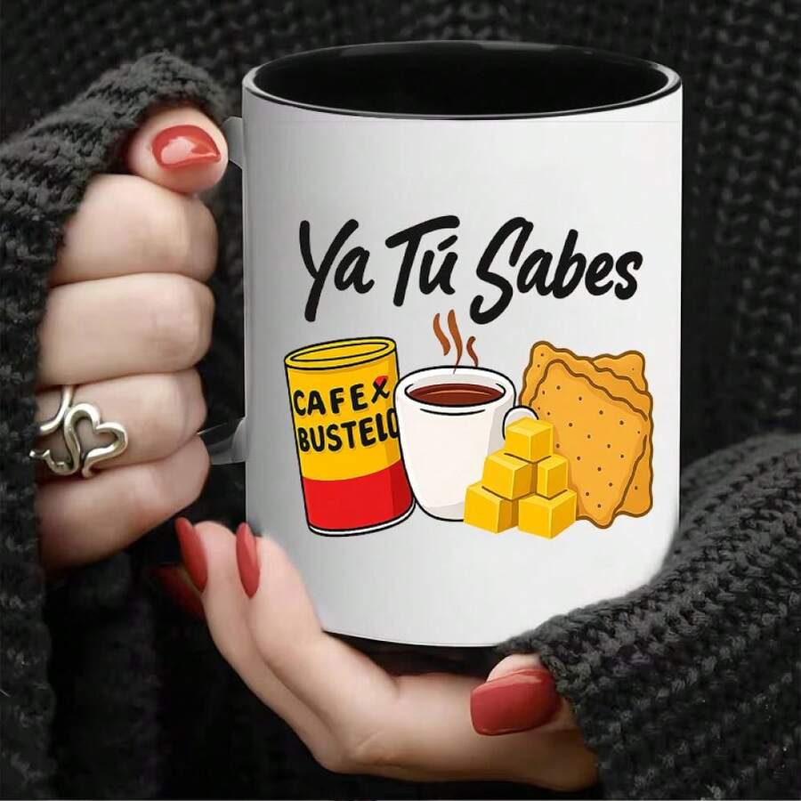 Bustelo Ceramic Coffee Mug - 325 Ml (11 Oz) Spanish, Hand Wash Only, Iconic Coffee Mug, Christmas And New Year Gifts, Suitable For Teachers, Parents, Coworkers, Dad, Mom - Bustelo Mug, Romantic Valentine's Day Gift For Her And Him, Birthday, Anniversary And Christmas Gift - 黑與白 - 查看 1