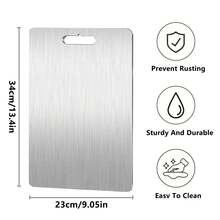 [Premium Double-Sided Stainless Steel Cutting Board]Anti-Slip Heavy-Duty Kitchen Essential - Corrosion-Resistant For Indoor/Outdoor Cooking, Restaurants & Camping - 銀色 - 查看 3