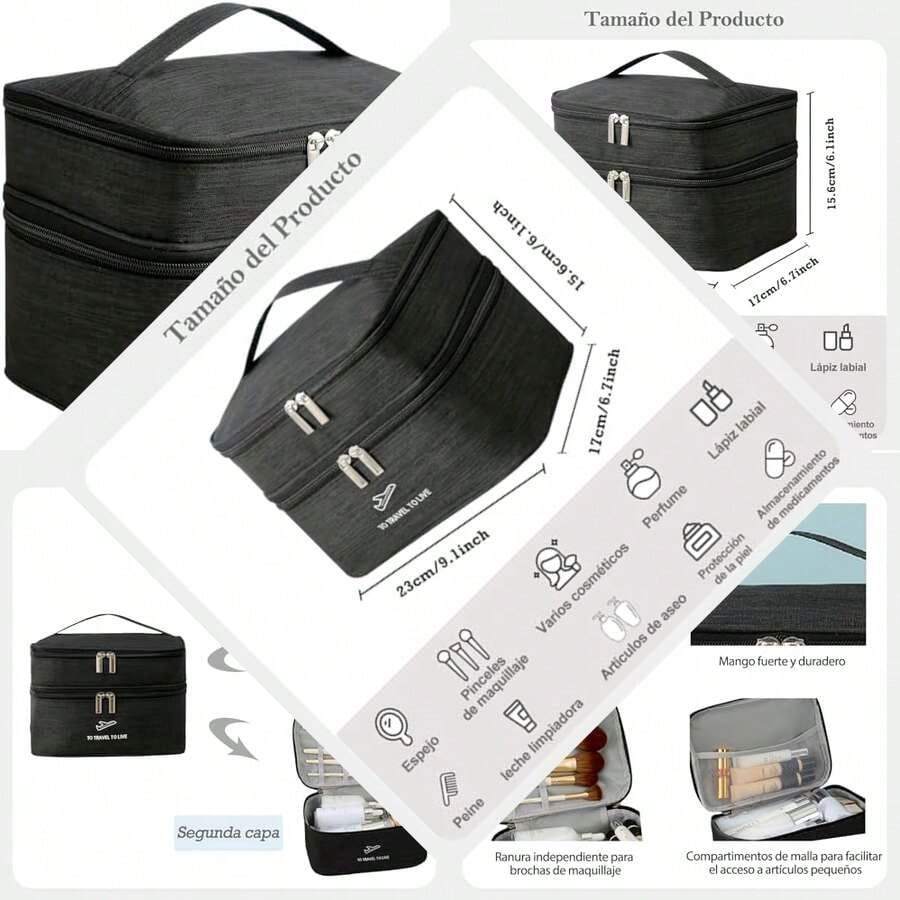 Portable Makeup Organizer for Travel - Multifunctional Large Makeup Bag for Women - como en la foto - Ver 1