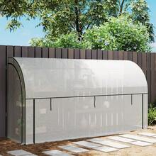 Outsunny Walk-In Wall Lean-To Greenhouse With  Barrier, 10' X 3' X 5' Outdoor Gardening Green House With PE Cover, 2 Zipper Roll-Up Doors And Window, For Garden Backyard, White - 白色 - 查看 8