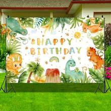1pc Dinosaur Birthday Theme Backdrop, Dinosaur Pattern, Happy Birthday Decoration For Boys, Birthday Party Supplies, Birthday Party Celebration Backdrop, Birthday Party Photo Props - Multicolor - View 2