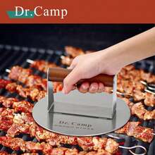 DrCamp 7 INCH Stainless Steel Smash,Burger Press,Burger Smasher,Hamburger Press,Patty Smasher, Meat Press, Bacon Press, Grill Press With Wood Handle (HT-B-7005) - 白色 - 查看 2