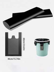 50pcs Thicker & Larger Black Trash Bags, Kitchen Garbage Bags, Vegetable Bags, Large Trash Bags, Suitable For Paper, Plastic, Bottles, Newspapers, Lawn, With Handle Plastic Bags, T-Shirt Bags, Bulk Plastic Bags - Black - View 11