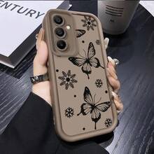 Black Butterfly Snowflake Pattern Phone Case, TPU Shockproof Full Protection Case, Suitable For Samsung S21/22/23/24/25/NOTE20 PLUS ULTRA FE A13/14/15/16/17/33/34/35/36/52/53/54, Ideal Gift For Friends And Family, T3,Suitable For IPhone17 Air - 咖啡棕 - 查看 2