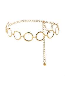 1pc Minimalist Fashion Resort Style Dress With Metal Ring Waist Chain & Body Chain, Personalized Geometric Circle Single Layer Body Chain, Punk Metal Waist Chain, Women Jewelry [Random Circle Quantity]