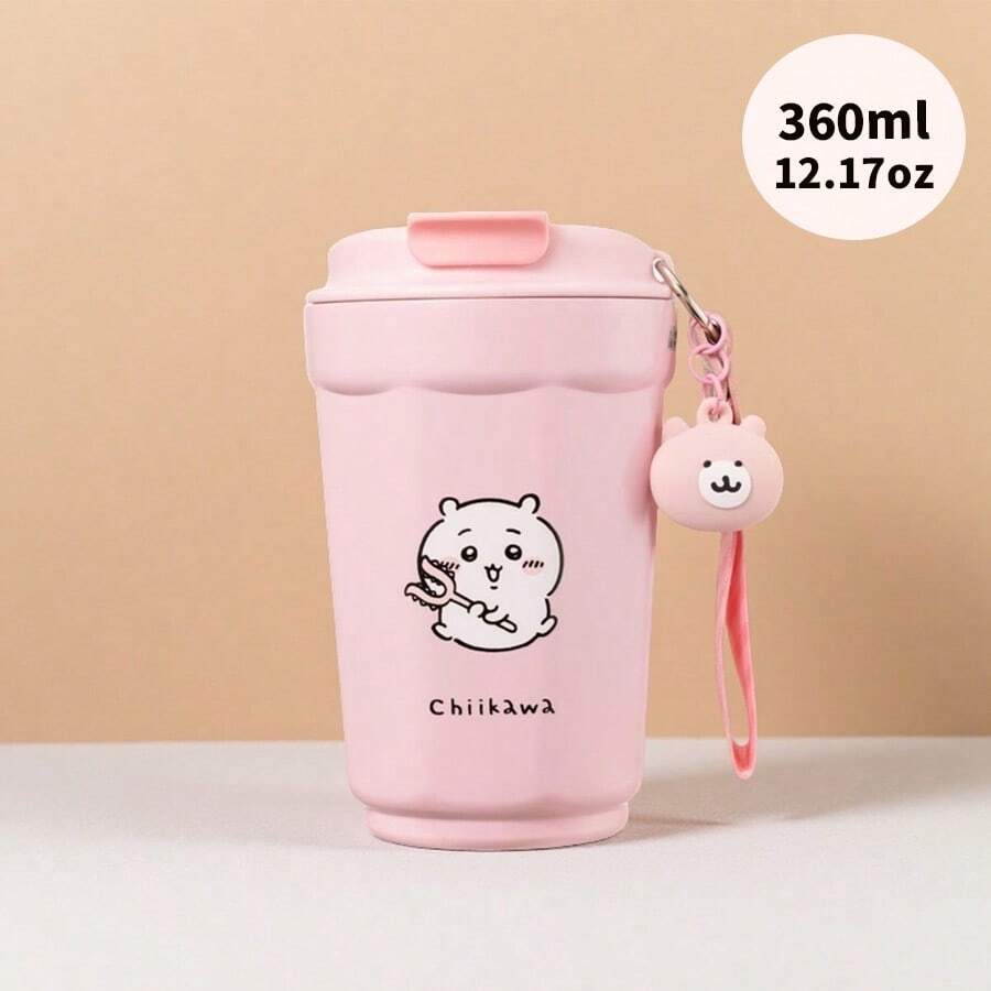 Miniso Cốc cà phê hoạt hình Chiikawa Series (Chiikawa/Hachiware/Usagi) 360mL/12.17oz, Chất liệu, Thiết kế nhỏ gọn, Thích hợp cho việc uống nước hàng ngày, Cốc nước dễ thương (1 chiếc) - Màu Hồng baby - Xem 1