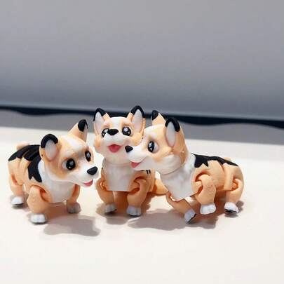 3D Printed Cute Adorable Corgi Dog Model Plastic Figurine Desktop Decor Sculpture Ornament, Holiday Gift