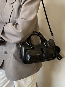 Fashionable Casual Minimalist Lightweight Shoulder Bag - Black - View 6