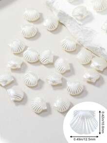 50/100/200Pcs White Acrylic Beach Shell Beads, Shell Pearl Beads For Jewelry Making, DIY Bracelet Neacklace Key Chain Handmade Accessories