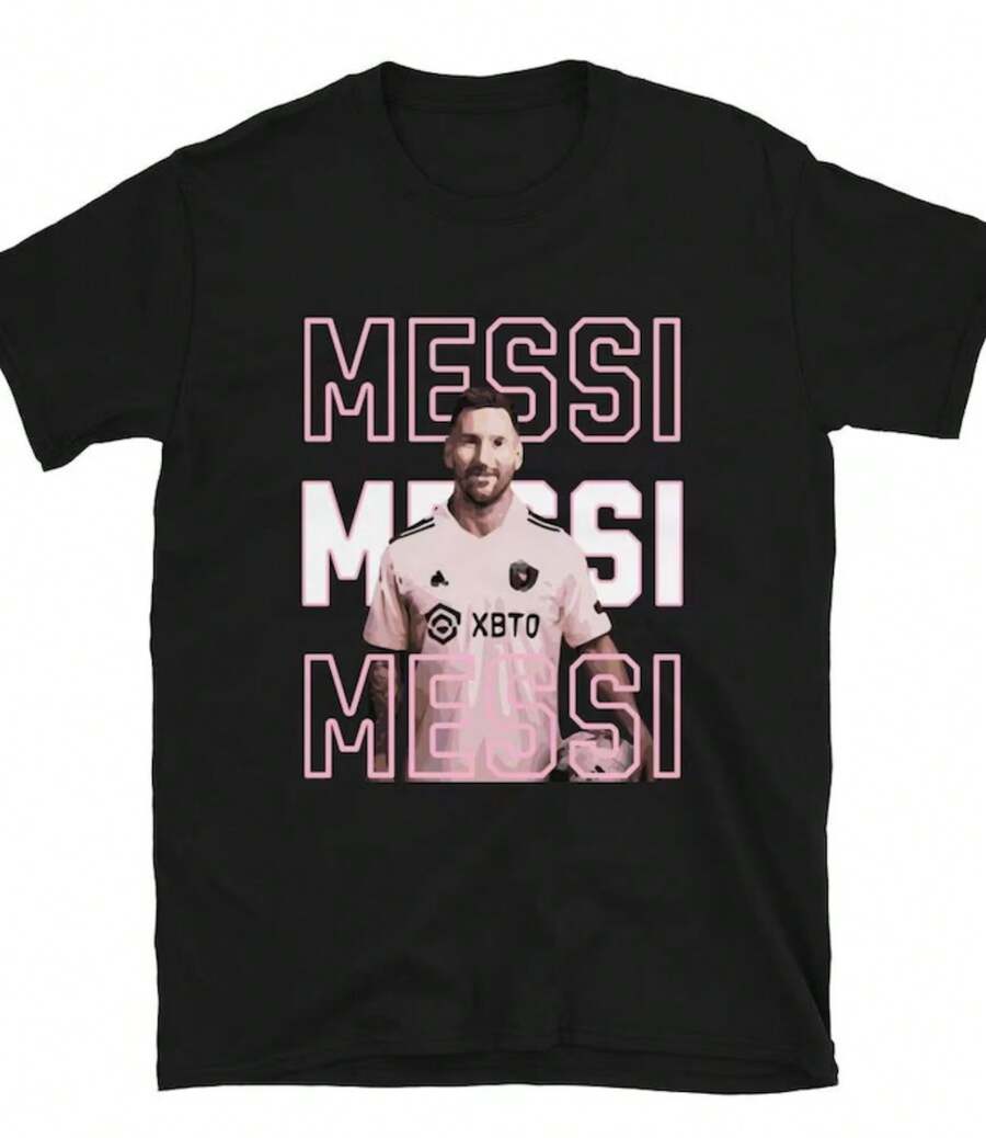 Mess Inter Miam Soccer Shirt_ Ring-Spun Cotton Fan Tee - Black - View 1